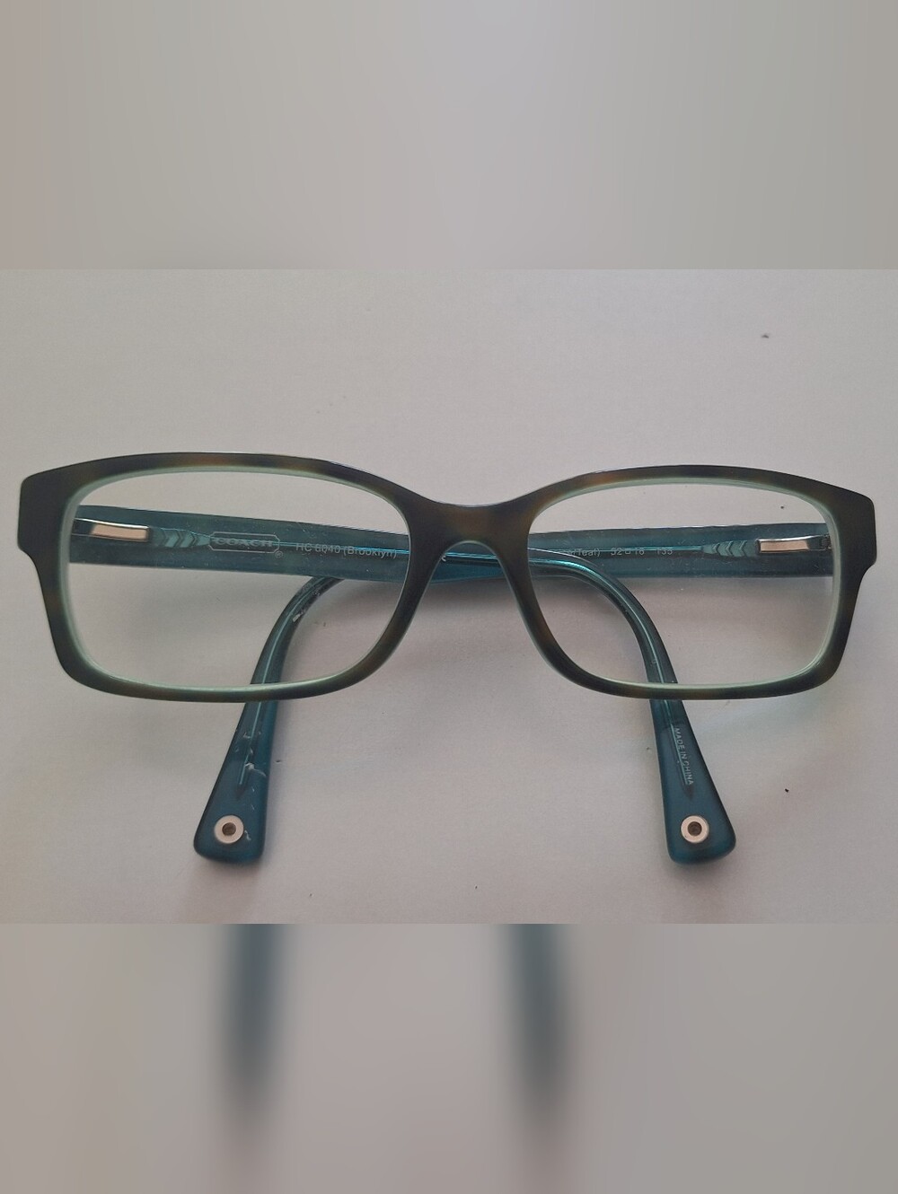 Coach Teal and Dark Green Rectangular Eyeglass Frames - Picture 8 of 8